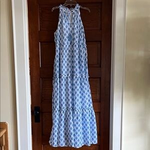 J. Marie Light Blue Floral Tiered Maxi Dress